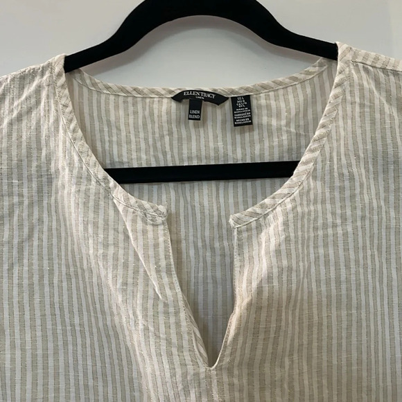 Ellen Tracy Linen Blouse Top 3/4 Bell Sleeve Size Large - Picture 5 of 9